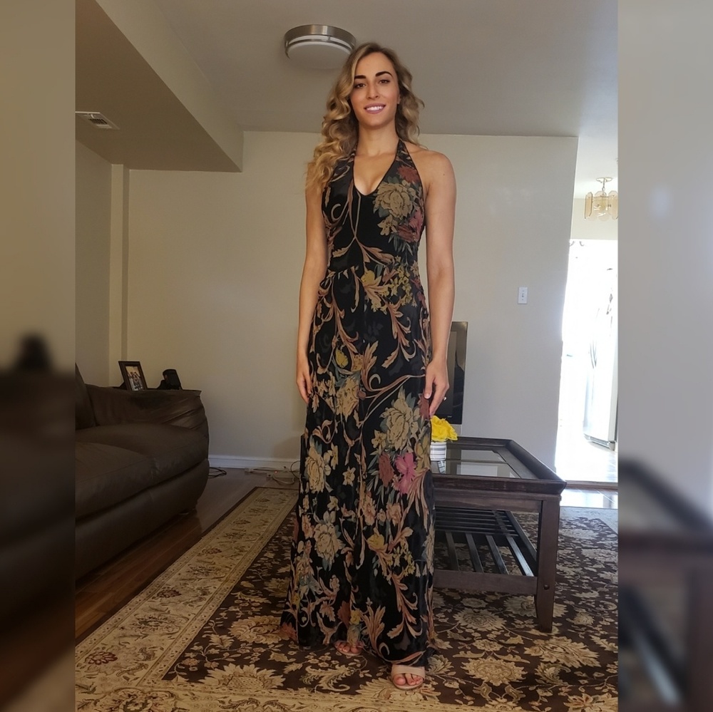 Gorgeous Bebe velvet halter maxi dress NWOT